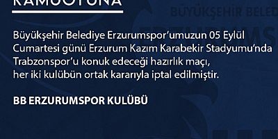 Erzurumspor-Trabzonspor Hazırlık Maçı İptal Edildi